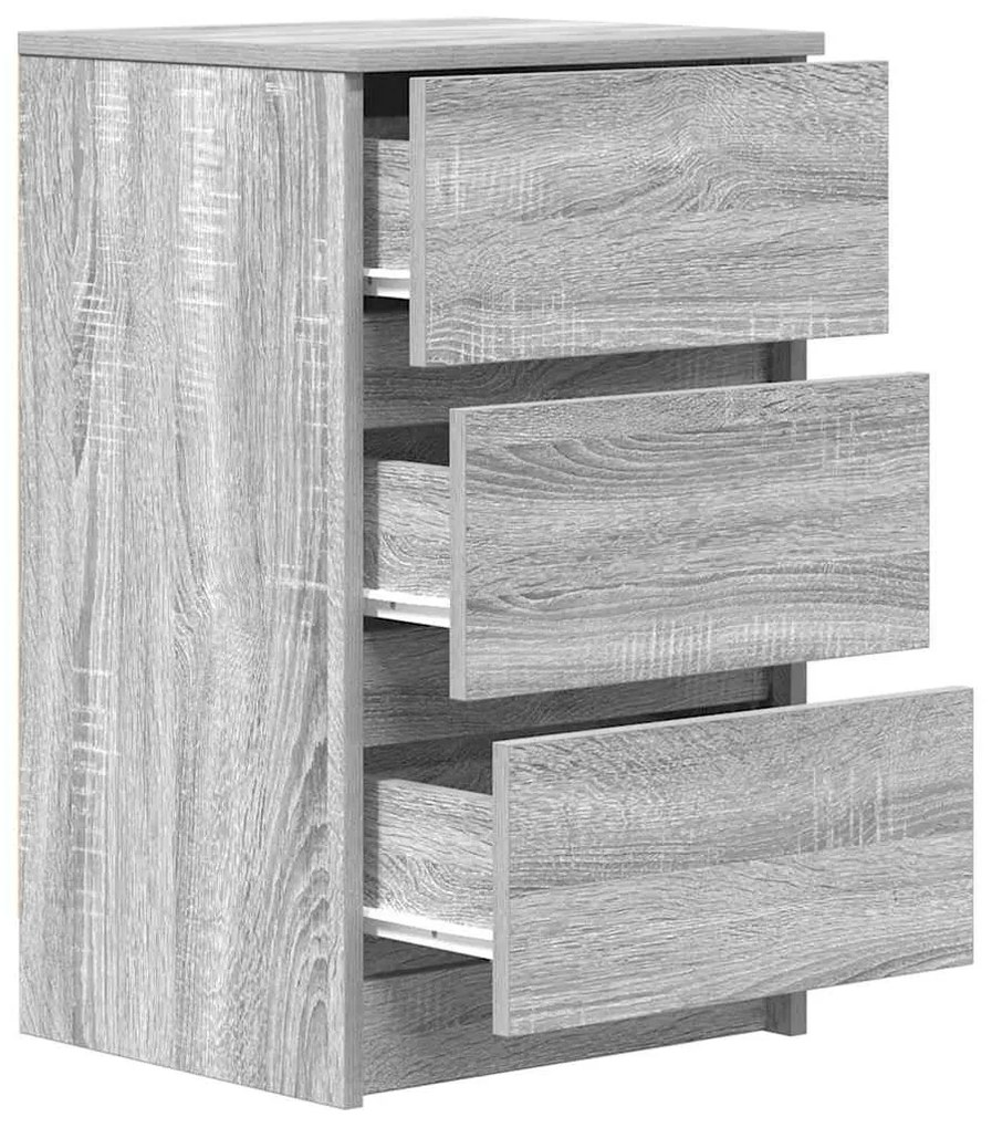 Mesa de cabeceira com 3 gavetas 39x35x65 cm sonoma cinzento