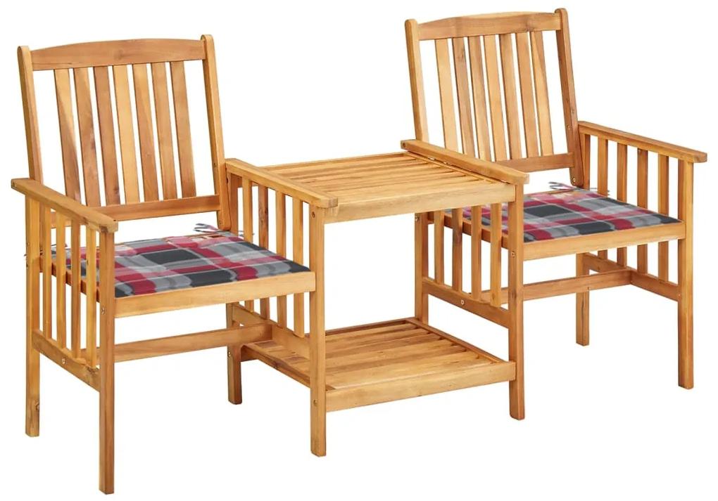 3061288 vidaXL Cadeiras de jardim c/ mesa de centro e almofadões acácia maciça
