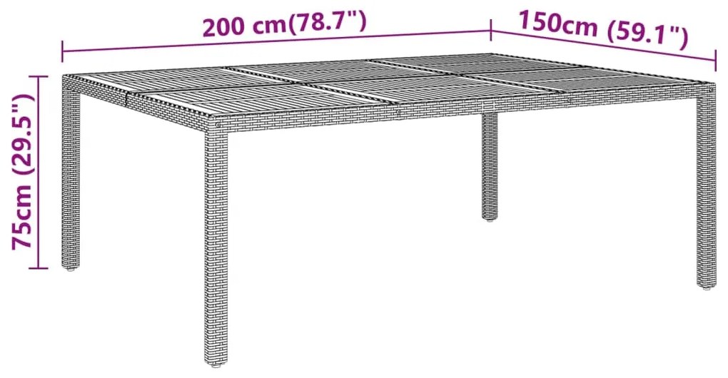 11 pcs conjunto de jantar para jardim vime PE cinzento