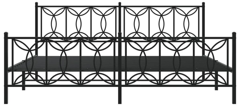 Estrutura de cama com cabeceira e pés 193x203 cm metal preto