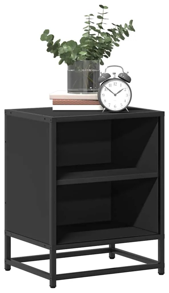 Mesa de cabeceira 40x31x50cm derivados de madeira preto e metal