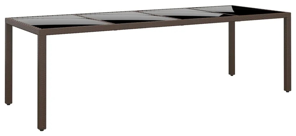 vidaXL Mesa de jardim com tampo de vidro vime PE castanho