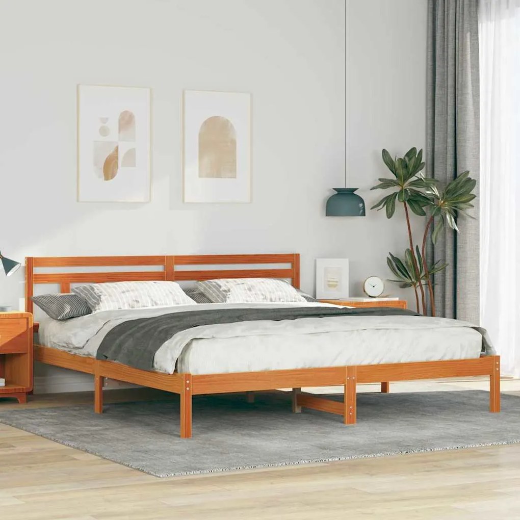 vidaXL Estrutura da Cama Castanho 180 x 200 cm Madeira de Pinheiro