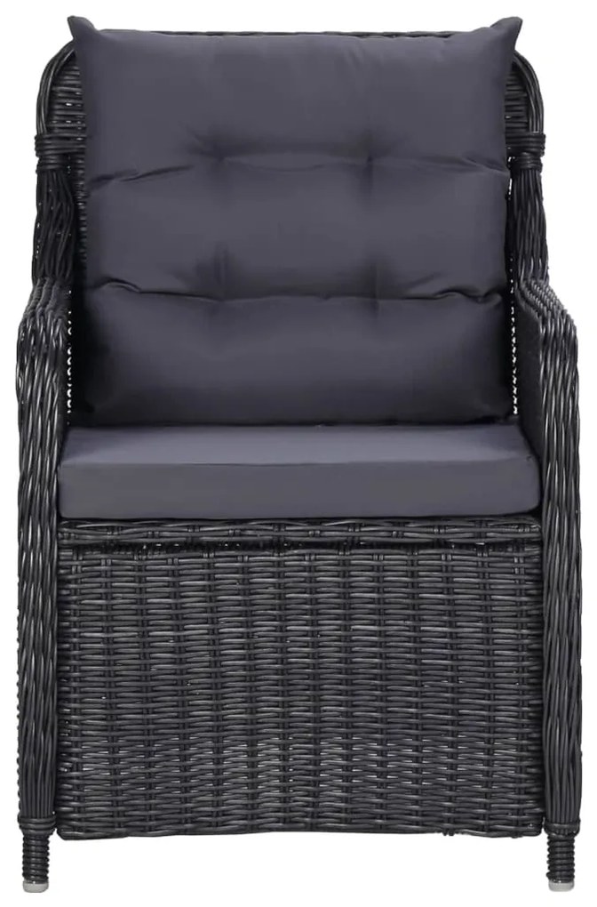 3 pcs conjunto de jantar para jardim preto