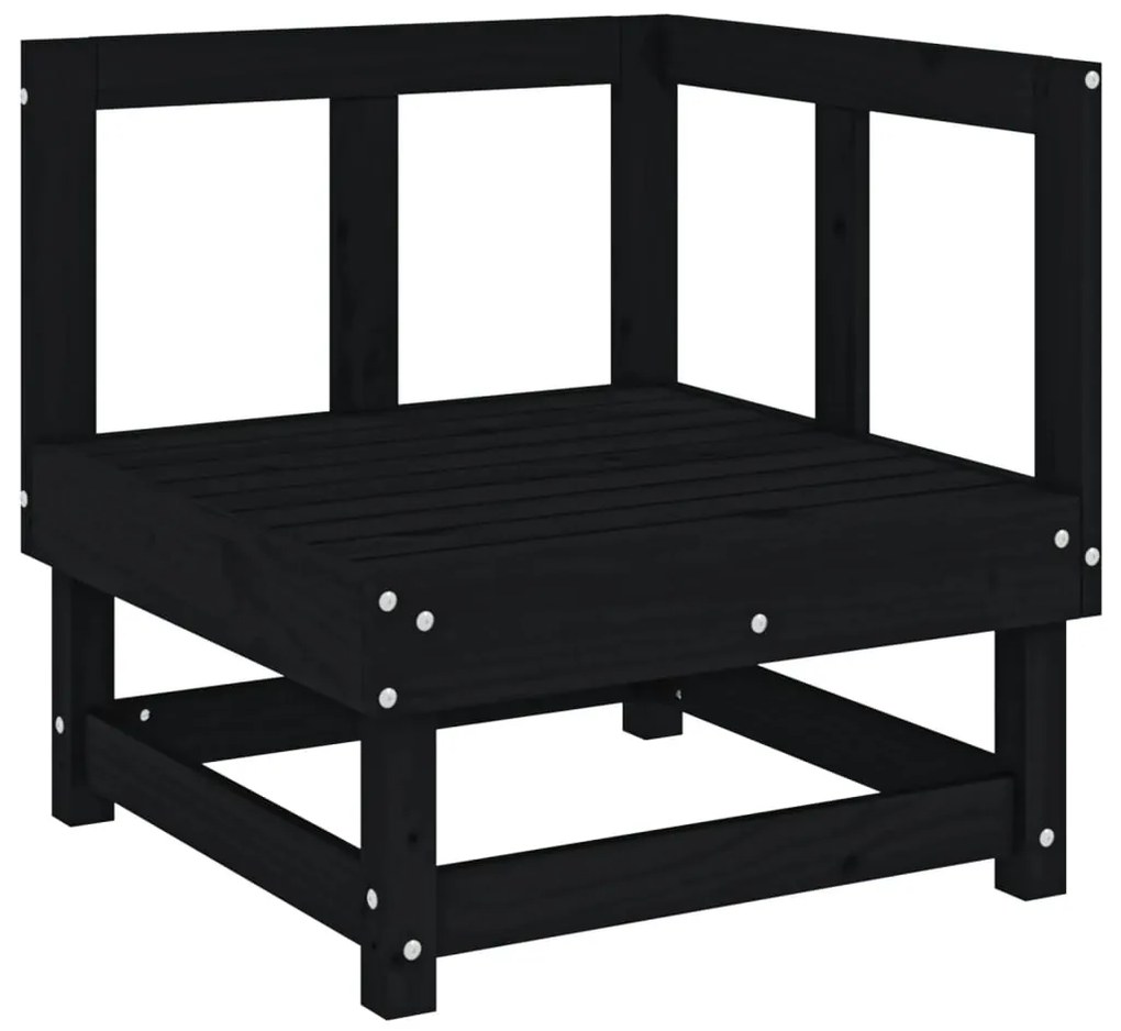 3 pcs conjunto lounge de jardim madeira de pinho maciça preto