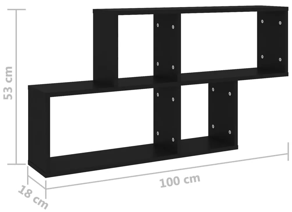 Estante de parede 100x18x53 cm derivados de madeira preto