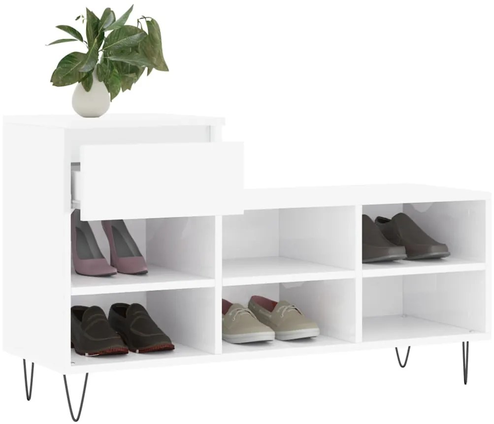 Sapateira 102x36x60 cm derivados de madeira branco brilhante