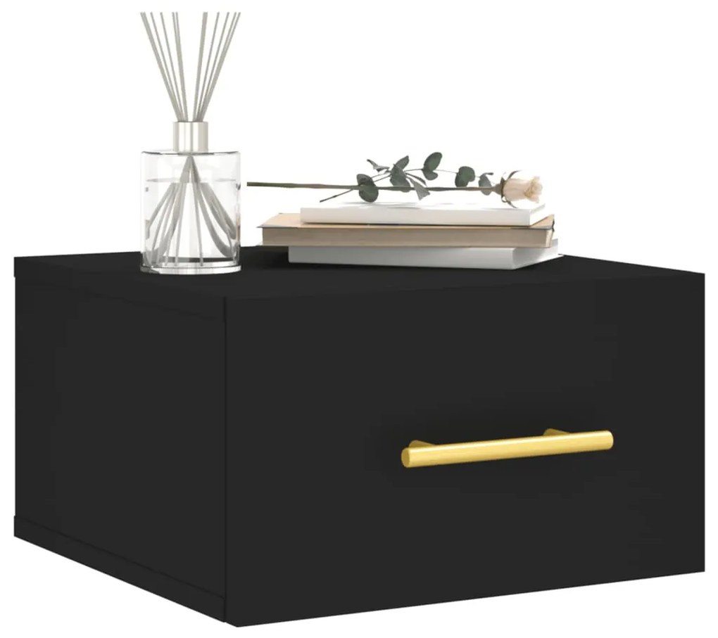 Mesa de cabeceira montagem na parede 35x35x20 cm preto