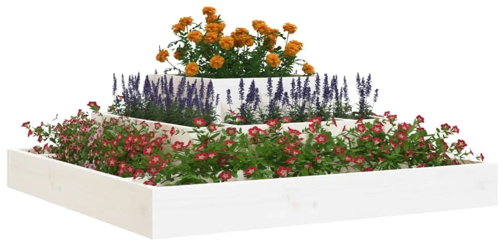 Vaso/floreira 80x80x27 cm pinho maciço branco