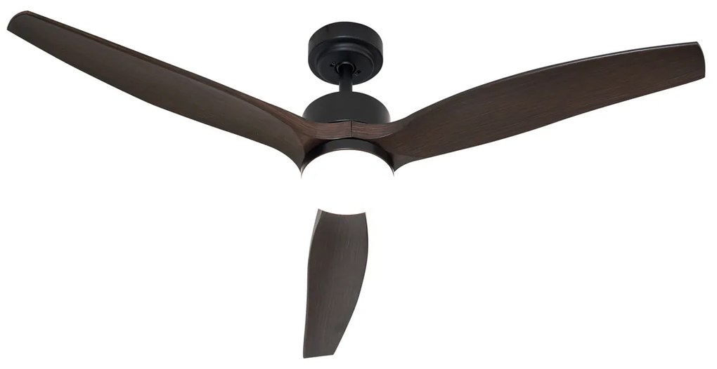 Ventilador de teto preto com impressão de madeira 132cm incl. LED regulável com controle remoto - Joly Moderno