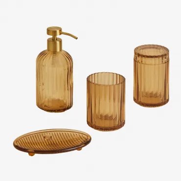 Conjunto De Banho Em Vidro Gariel Âmbar Amarelo - Sklum