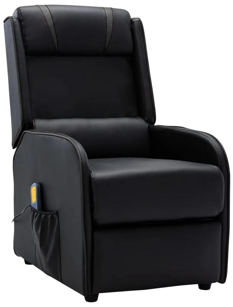 320183 vidaXL Poltrona de massagens reclinável couro artificial preto e cinza