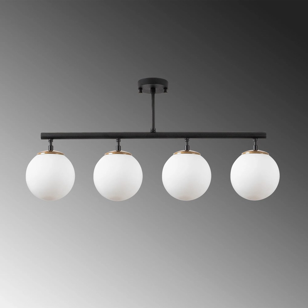 Candeeiro de Teto Fazli – Preto, Dourado e Creme – 70 x 15 x 35 cm