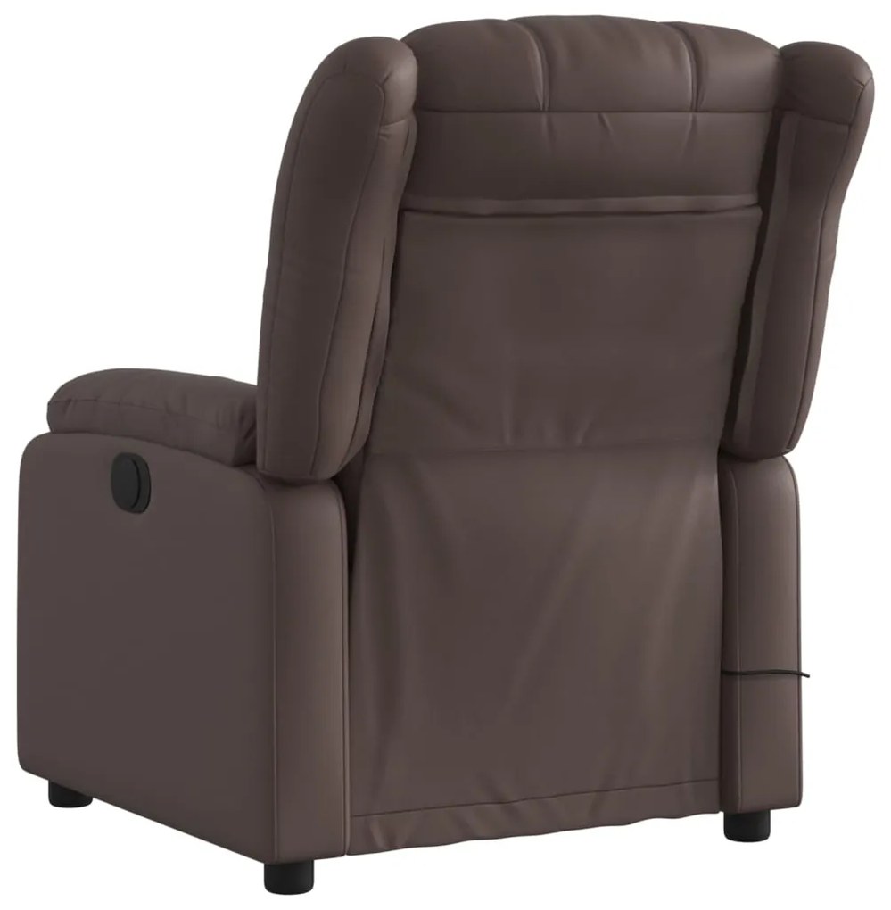 Poltrona de massagens reclinável couro artificial castanho
