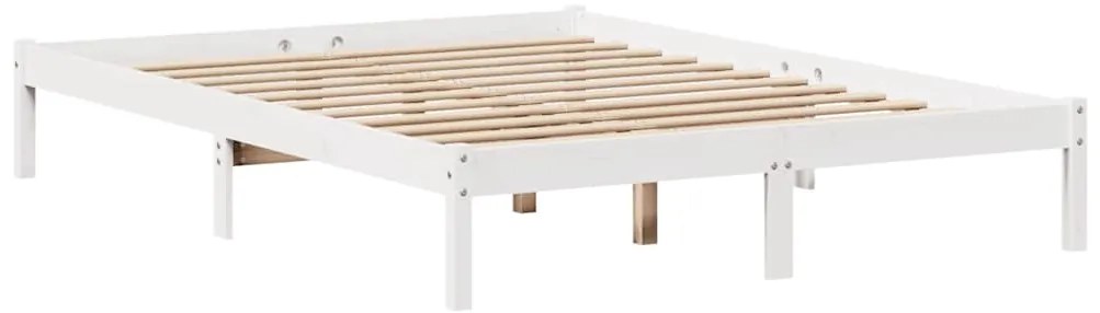 Cama sem colchão 150x200 cm madeira de pinho maciça branco