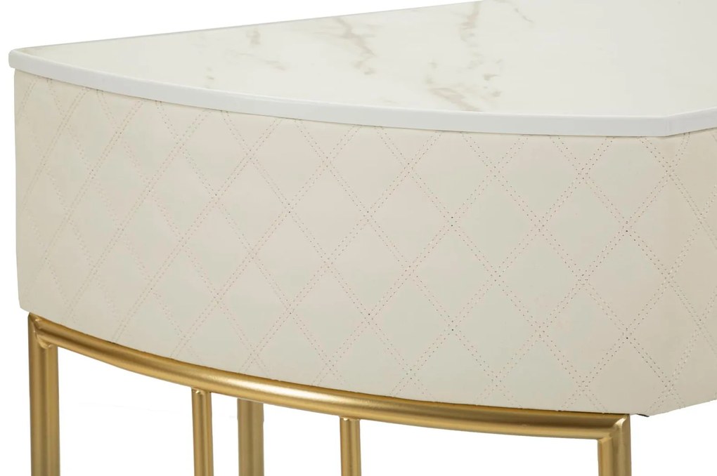Consola de Entrada Sharon - Madeira e MDF Branco com Detalhes Dourados