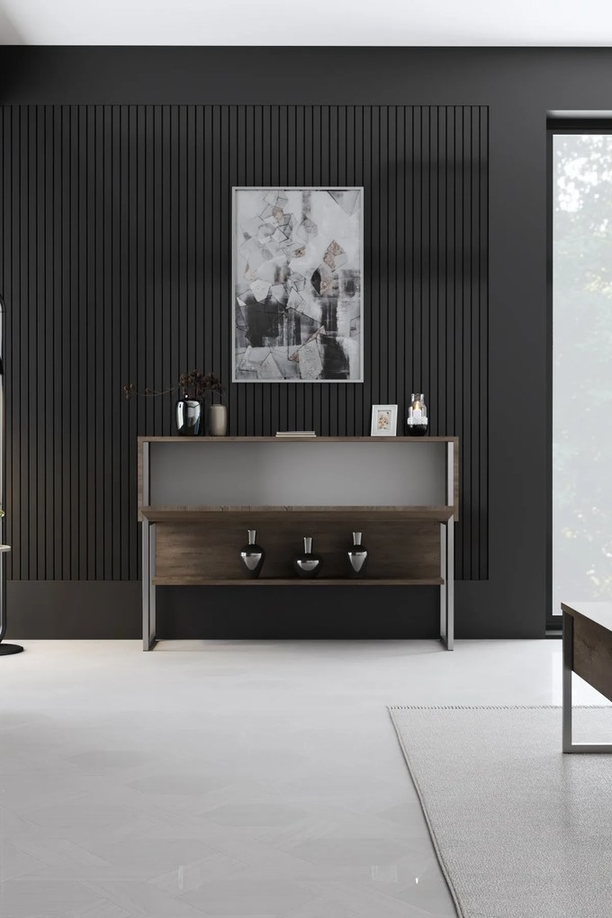Cômoda Luxe – Prateada e Nogal – 120 x 80 x 30 cm