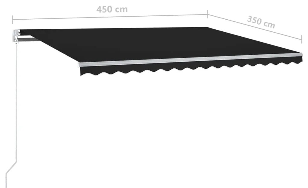 Toldo retrátil manual com luzes LED 4,5x3,5 m antracite