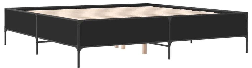 Estrutura de cama 180x200 cm derivados de madeira/metal preto