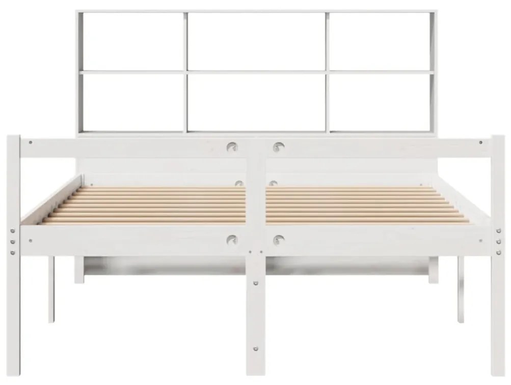 Cama com estante sem colchão 140x200 cm pinho maciço branco