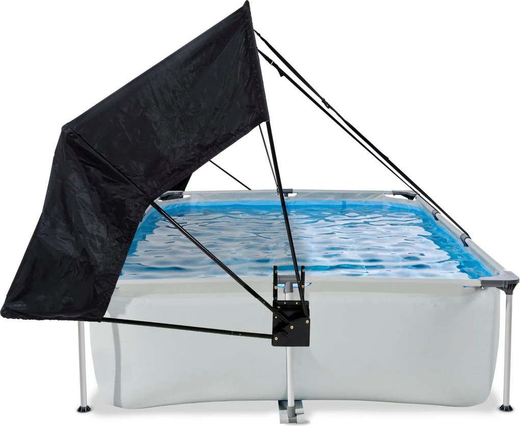 Piscina retangular Soft 300 x 200 x 65 cm com bomba de filtragem e cobertura - cinzenta