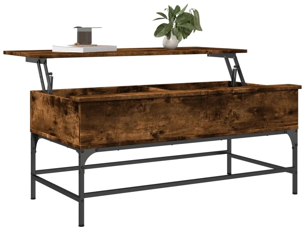 Mesa de centro 100x50x45cm deriv. madeira/metal carvalho fumado