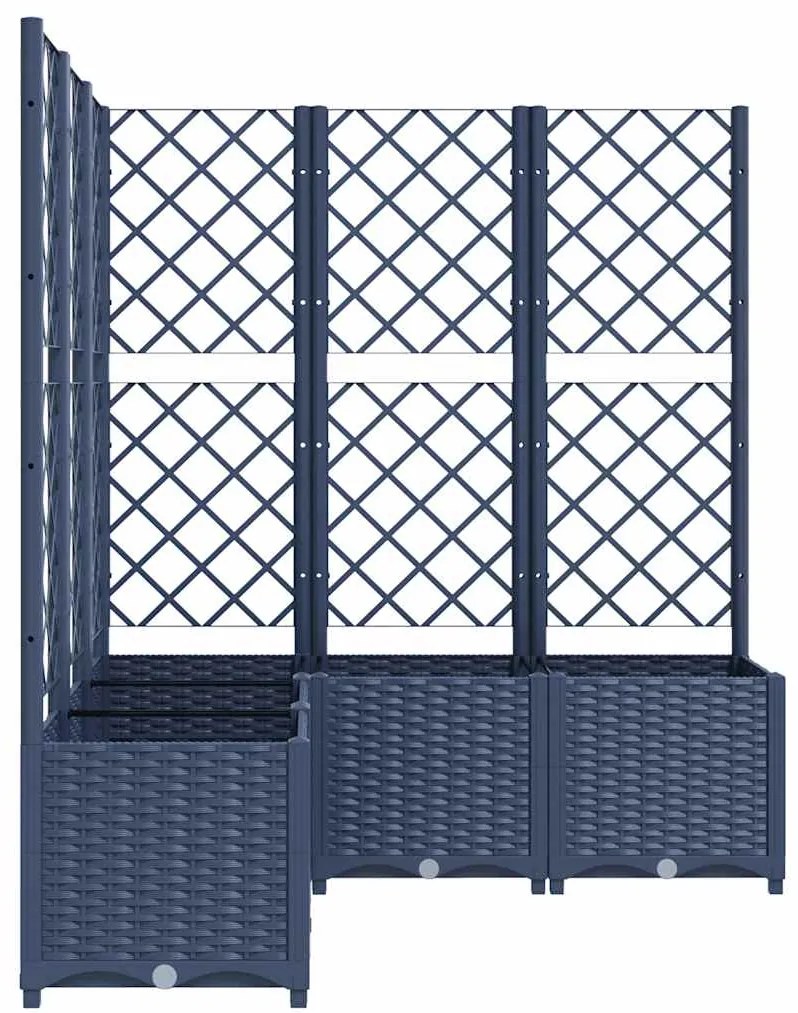Vaso/floreira jardim c/ treliça 120x120x136 cm PP cinzento azul
