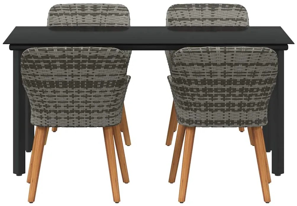 Conjunto de Jantar de Jardim 5 peças Cinza em Rattan Sintético