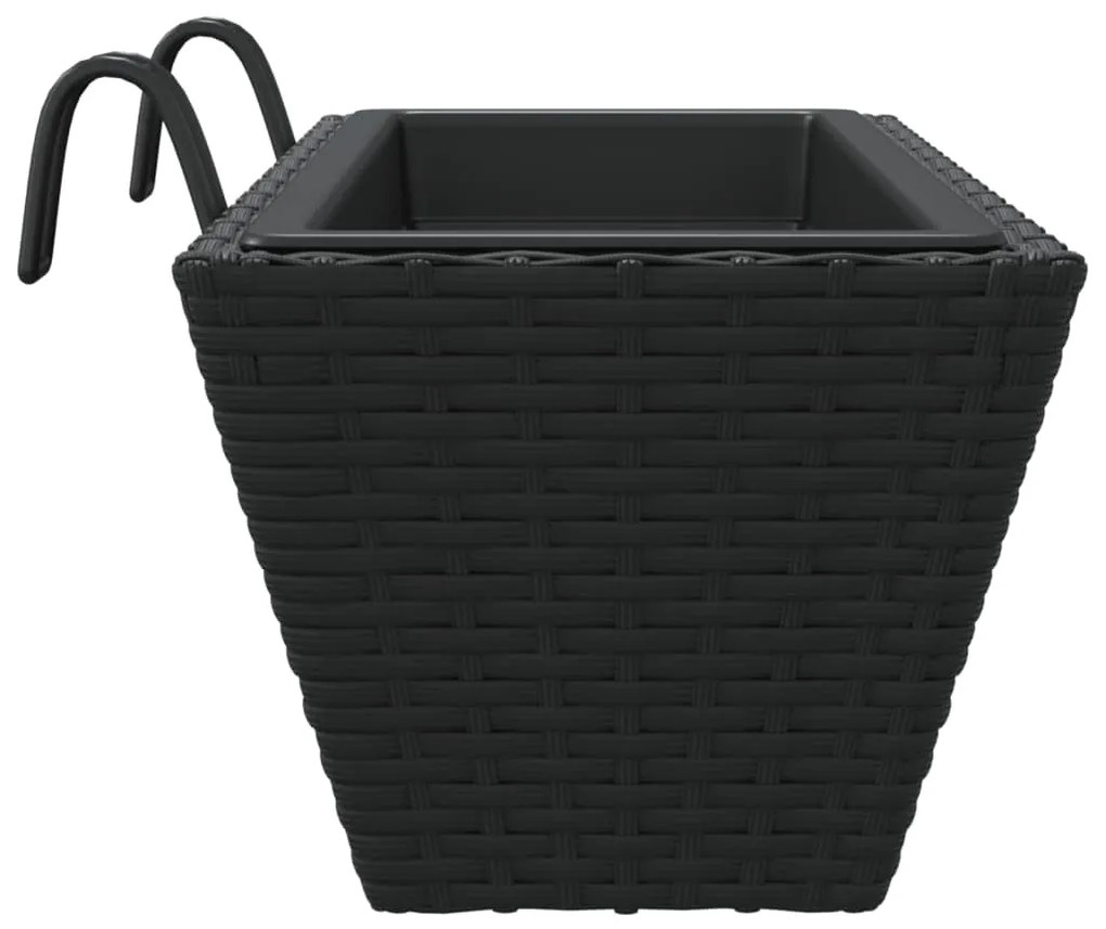 Canteiros com ganchos 2 pcs vime PE preto