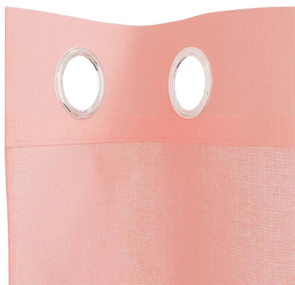 Cortinas de voile com ilhós 2 pcs rosa 140x300 cm