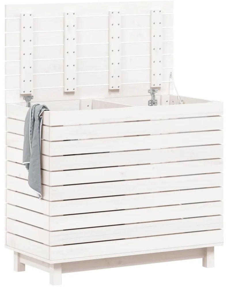 Cesto de roupa suja 88,5x44x76 cm pinho maciço branco