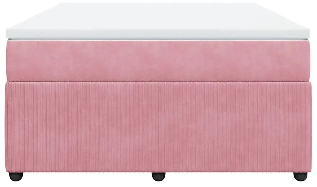 Cama com molas/colchão 160x200 cm veludo rosa