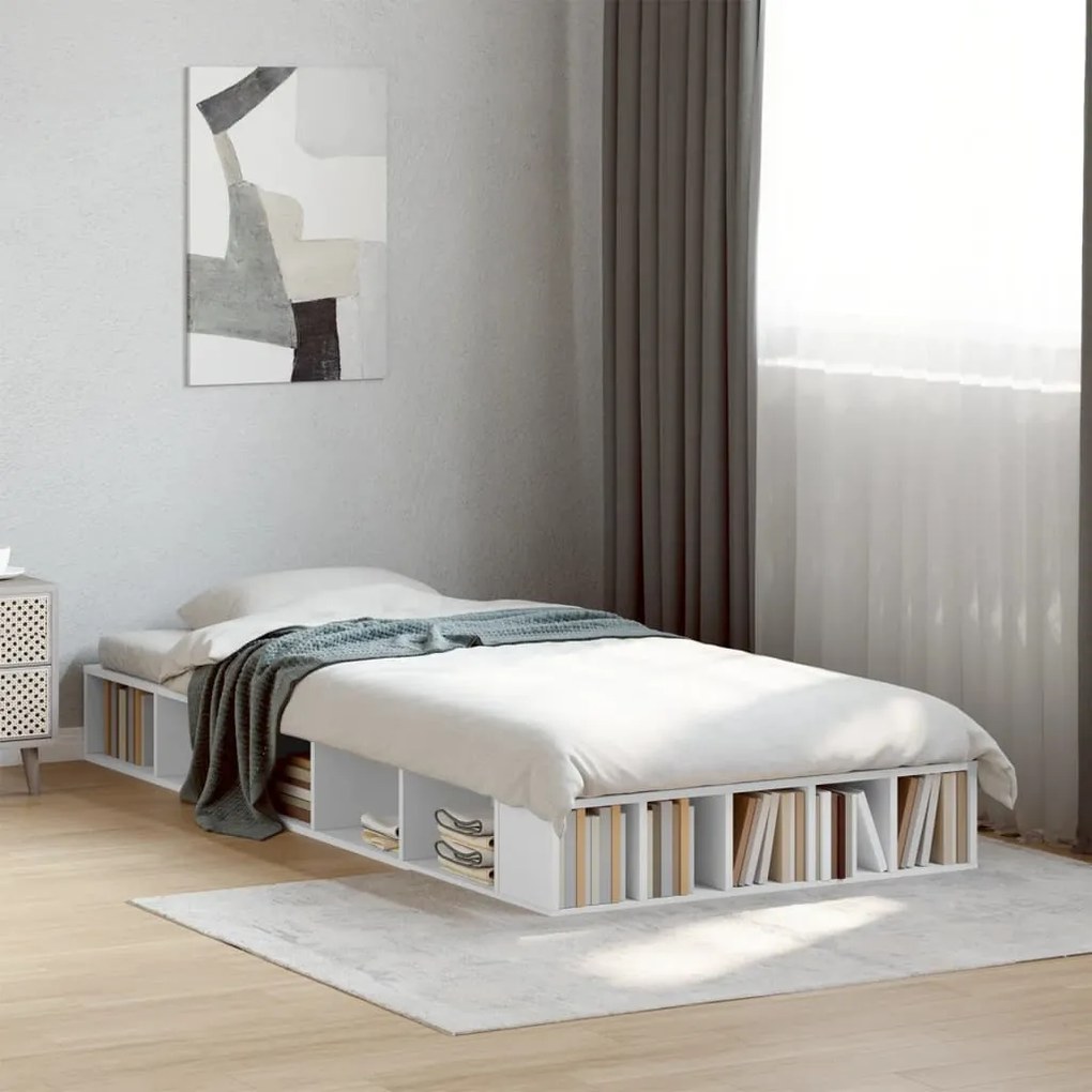 vidaXL Estrutura de cama 90x190 cm derivados de madeira branco
