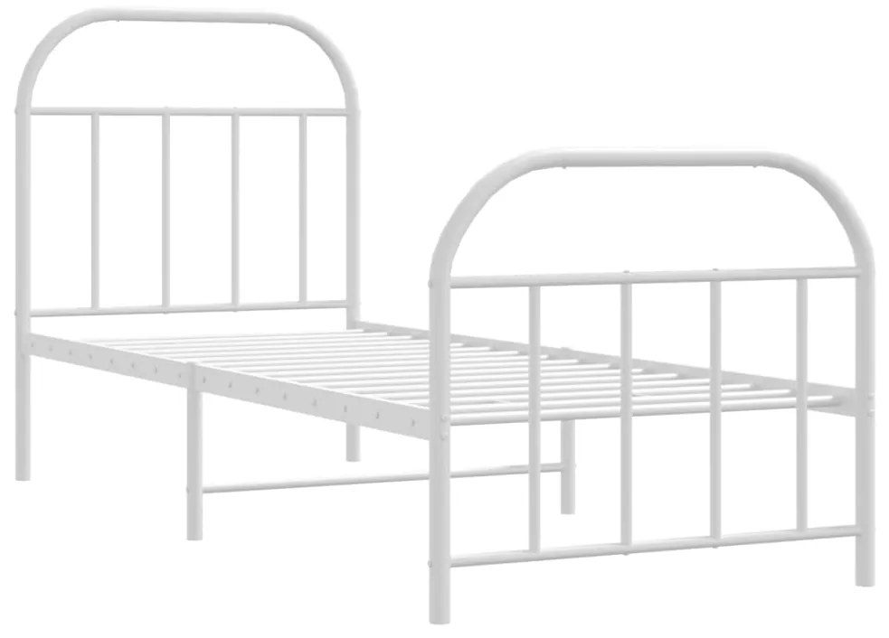 Estrutura de cama com cabeceira e pés 75x190 cm metal branco