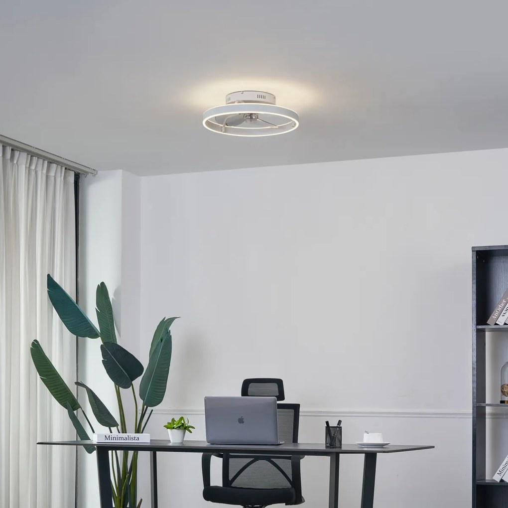 Ventilador de teto branco 50cm incl. LED regulável com controle remoto - Maddy