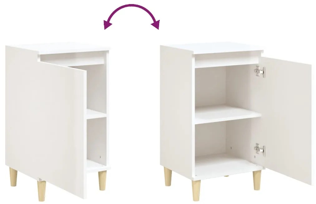 Mesa de cabeceira 40x35x70cm derivados madeira branco brilhante