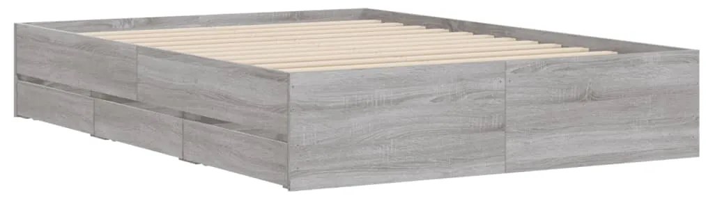 Estrutura de cama c/ gavetas derivados madeira cinza sonoma