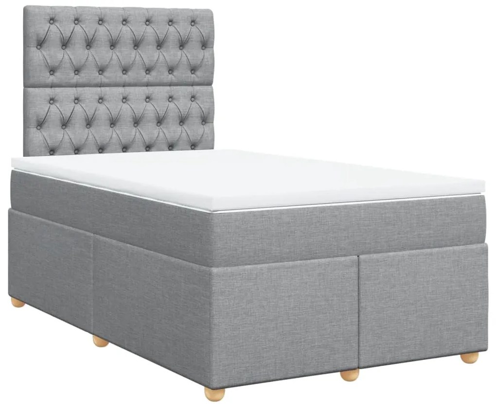 Cama com molas/colchão 120x200 cm tecido cinza-claro