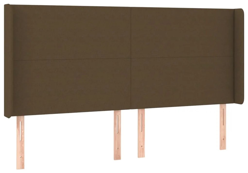 Cabeceira de cama c/ luzes LED tecido 163x16x118/128cm castanho