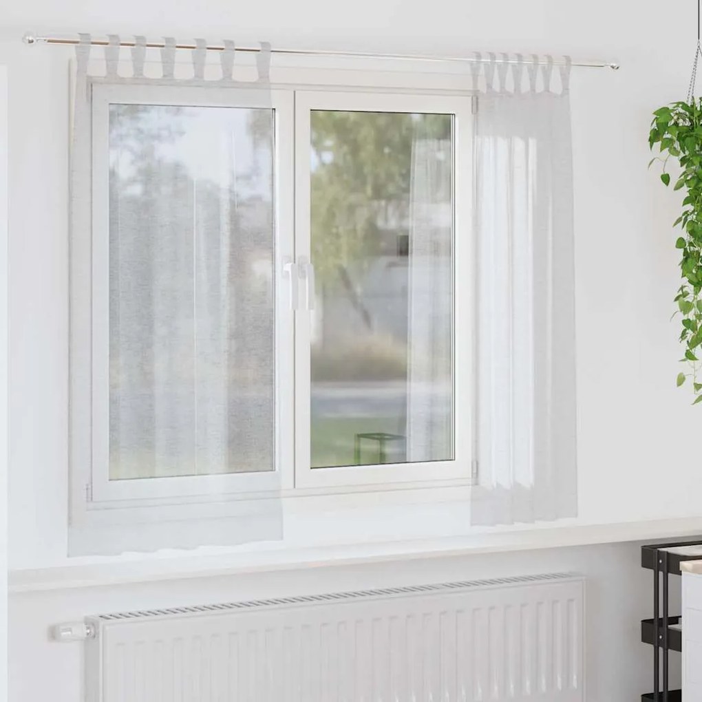 vidaXL Cortina de Voile 2 pcs Cinzento-claro 175 x 140 cm Poliéster