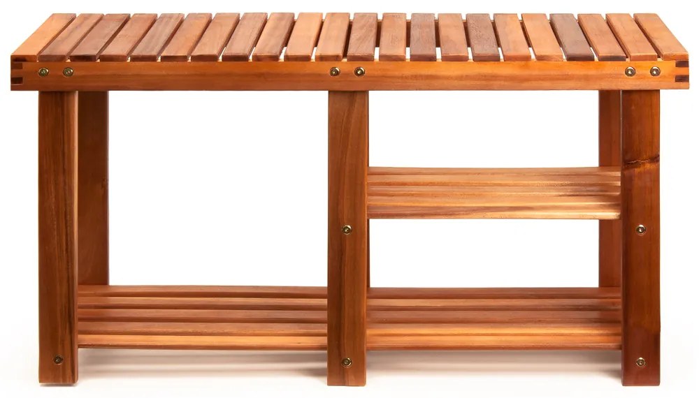 Sapateira 2 em 1 em madeira de acácia 45 x 87 x 30 cm Castanho