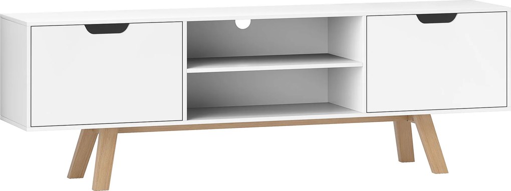 HOMCOM Móvel para TV com gavetas e prateleiras abertas, MDF, 150 x 39 x 50 cm, Branco | Aosom Portugal