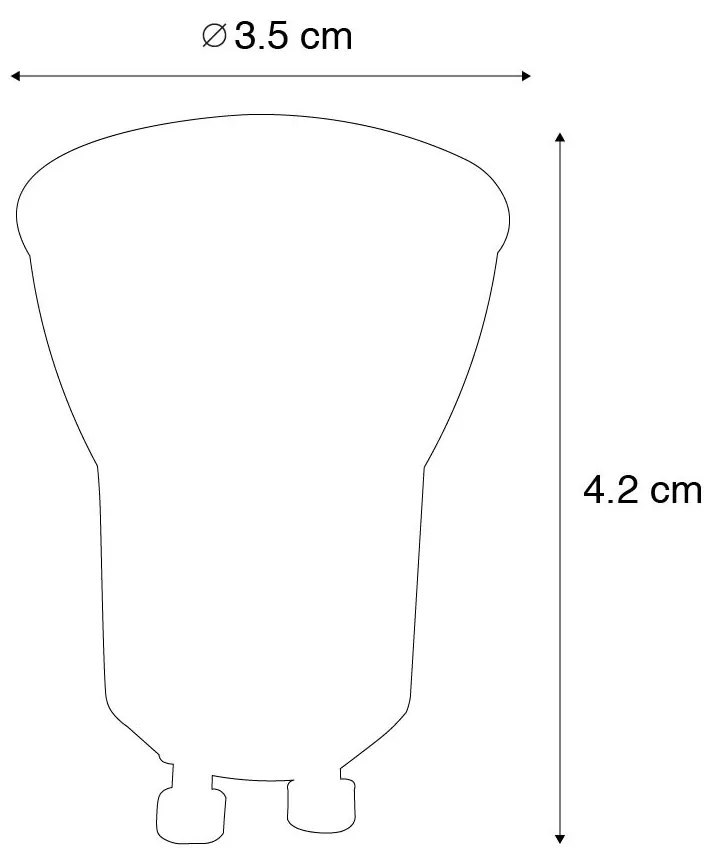 Conjunto de 5 Lâmpada LED regulável GU10 35 mm 4W 200 lm 2700K