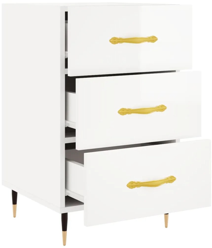 Mesa de cabeceira 40x40x66cm derivados madeira branco brilhante