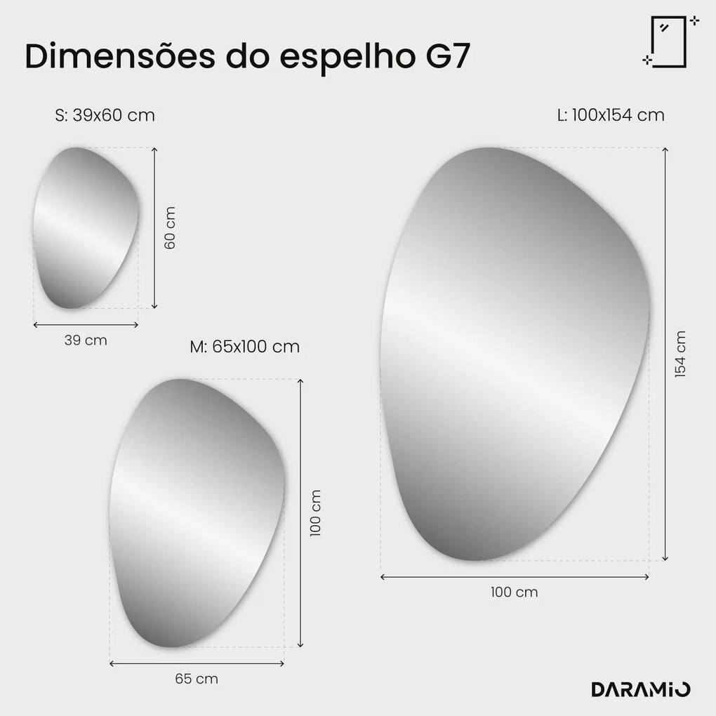 Espelho com luz em forma de seixo G7