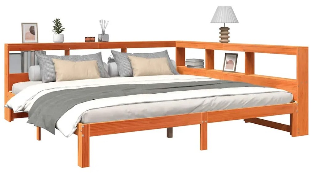 Cama com estante sem colchão 180x200 cm pinho maciço