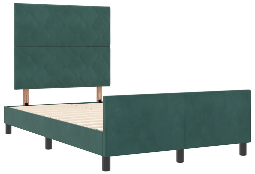 estrutura da cama vidaXL verde escuro 120x200 cm veludo