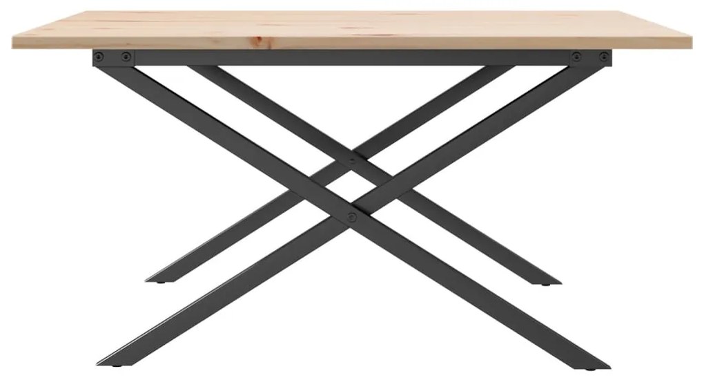 Mesa de centro estrutura em X 80x80x45 cm pinho e aço