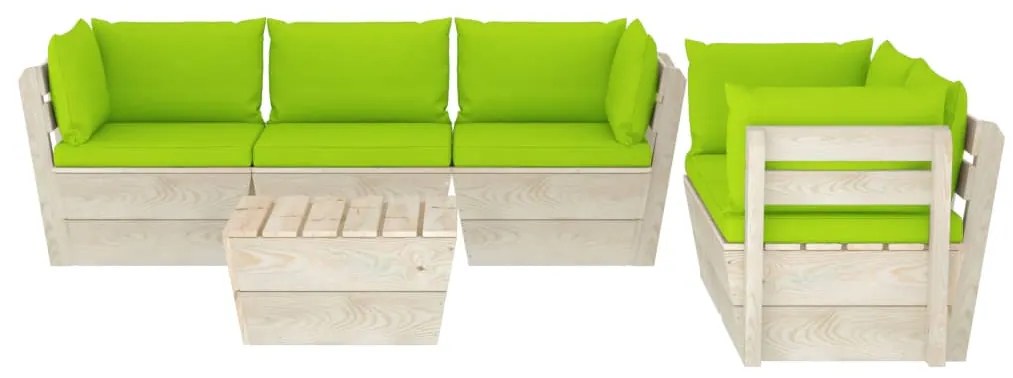 6 pcs conjunto lounge de paletes + almofadões madeira de abeto