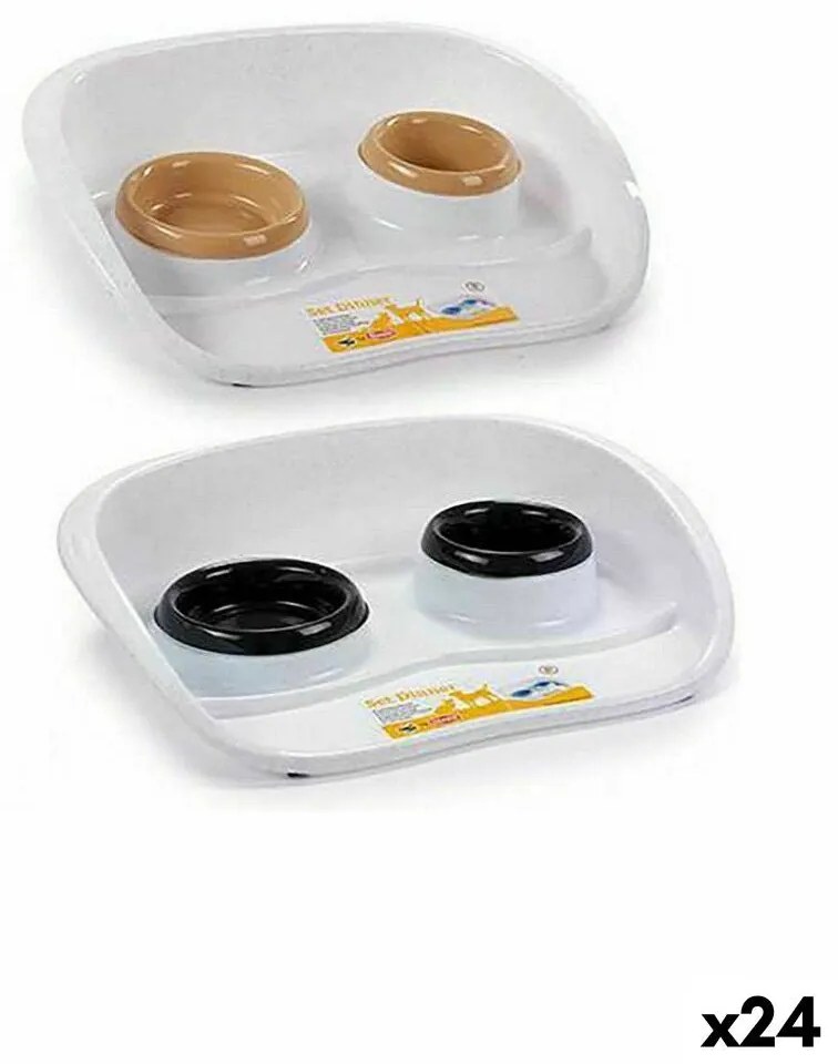 Comedouro para animais de estimação Stefanplast Duplo Plástico 34 x 11 x 46,5 cm (24 Unidades)